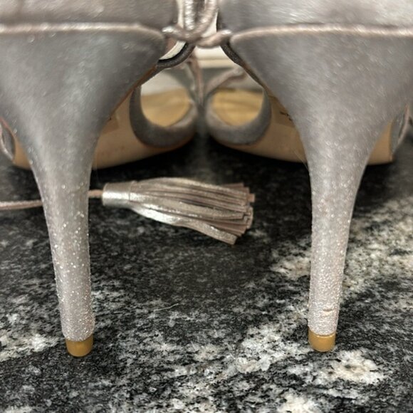 Marc Fisher Metallic Silver Strappy Sandals Heels size 7 - Picture 5 of 12